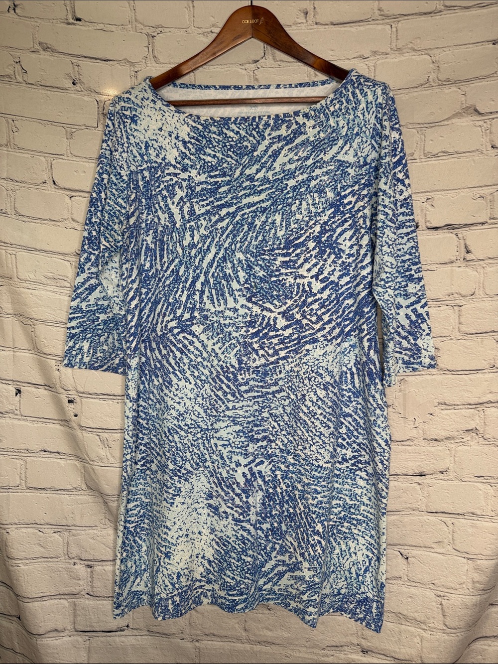 Southern Tide Blue & White Abstract Print Shift Dress Size X-Large